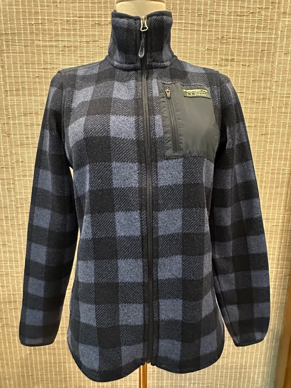 LL Bean Buffalo Plaid Zip Up Fleece